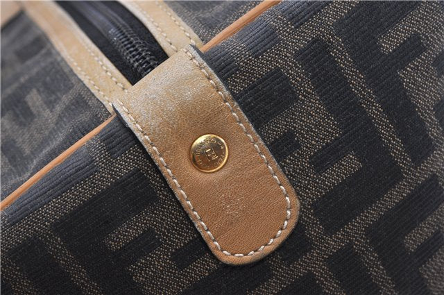 Authentic FENDI Zucca Shoulder Hand Boston Bag Purse Canvas Leather Brown 0237G