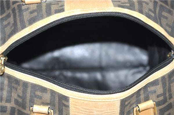 Authentic FENDI Zucca Shoulder Hand Boston Bag Purse Canvas Leather Brown 0237G