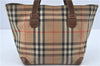 Authentic Burberrys Nova Check Hand Tote Bag Purse Canvas Leather Beige 0240E