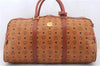 Authentic MCM Visetos Leather Vintage 2Way Travel Boston Bag Brown 0241D