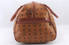 Authentic MCM Visetos Leather Vintage 2Way Travel Boston Bag Brown 0241D