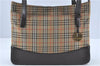 Authentic BURBERRY Nova Check Canvas Leather Tote Shoulder Bag Beige Brown 0242E