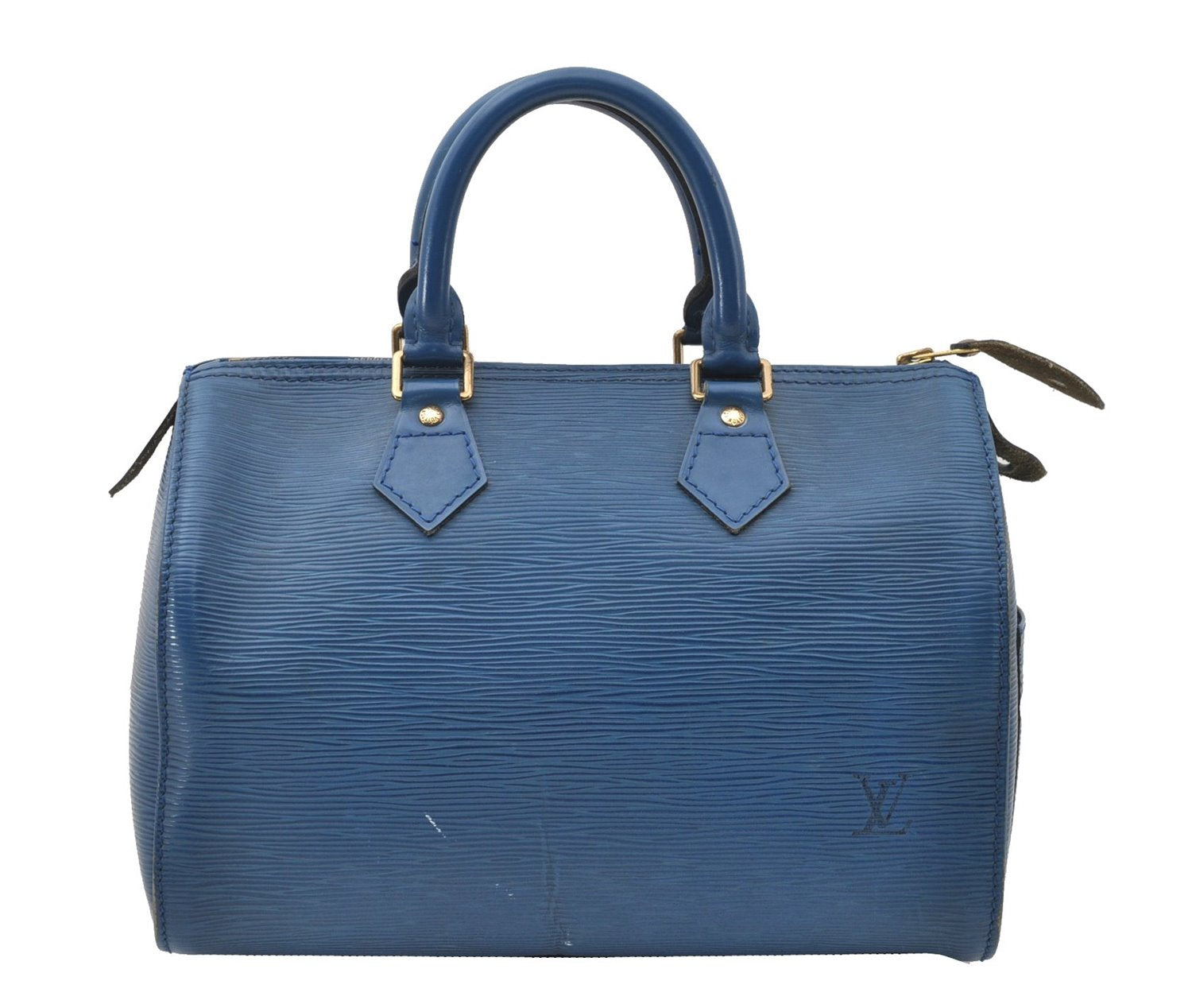 Authentic Louis Vuitton Epi Speedy 25 Hand Boston Bag Blue M43015 LV 0242G