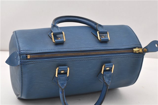 Authentic Louis Vuitton Epi Speedy 25 Hand Boston Bag Blue M43015 LV 0242G
