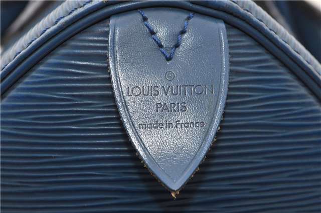 Authentic Louis Vuitton Epi Speedy 25 Hand Boston Bag Blue M43015 LV 0242G