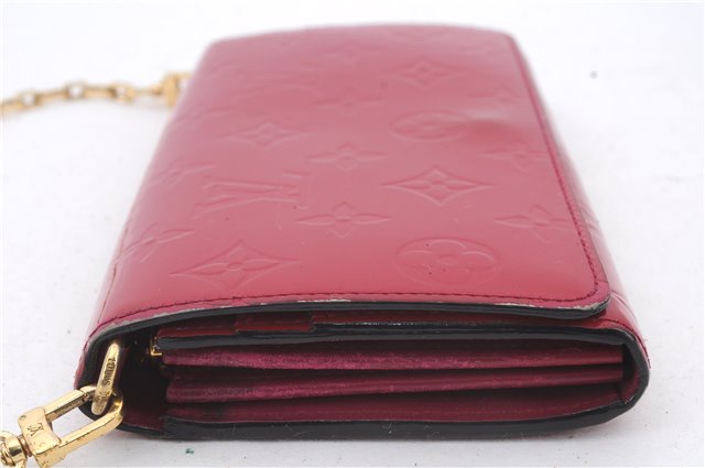 Auth Louis Vuitton Vernis Portefeuille Sarah Chain Wallet Pink M90087 LV 0243D