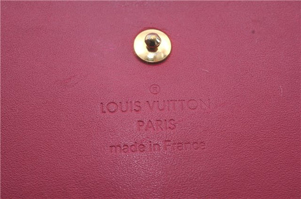 Auth Louis Vuitton Vernis Portefeuille Sarah Chain Wallet Pink M90087 LV 0243D