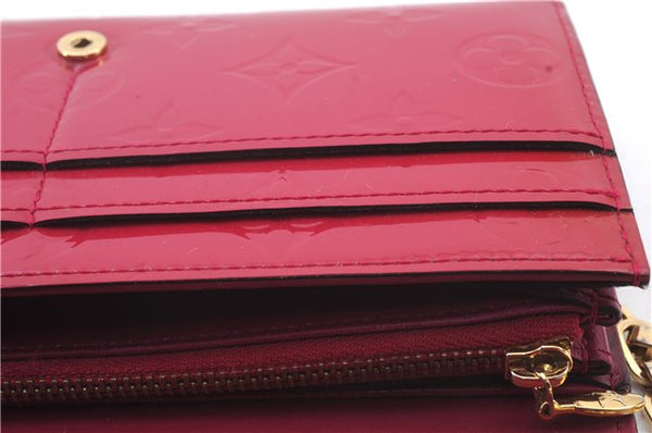 Auth Louis Vuitton Vernis Portefeuille Sarah Chain Wallet Pink M90087 LV 0243D