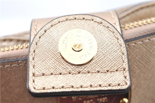 Authentic Michael Kors 2Way Shoulder Cross Body Tote Bag Leather Gold 0244E