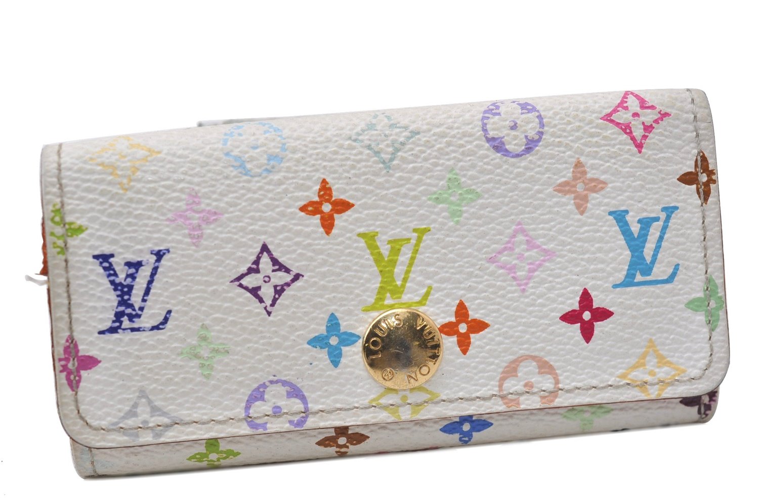 Louis Vuitton Monogram Multicolor Multicles 4 Key Case M93731 White Pink 0245D