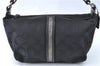 Authentic COACH Signature Hand Bag Pouch Purse Canvas Leather Black 0246E