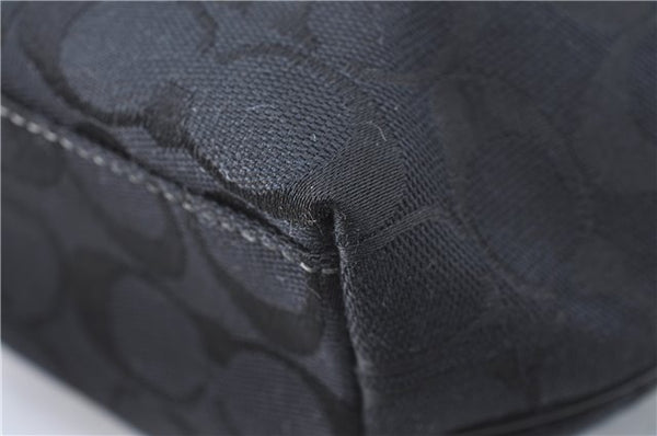 Authentic COACH Signature Hand Bag Pouch Purse Canvas Leather Black 0246E