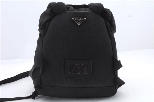 Authentic PRADA Nylon Leather Backpack Black 0247D