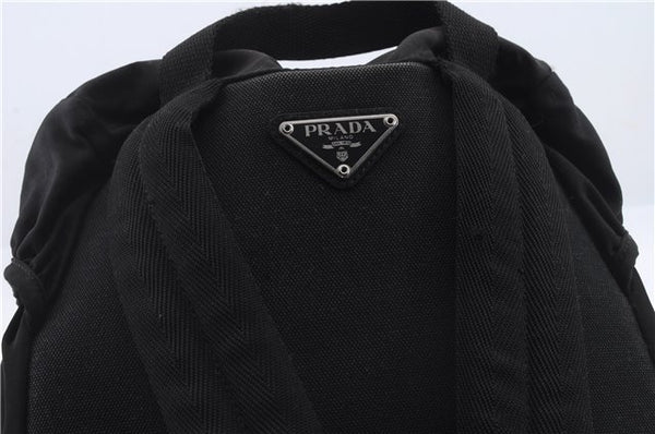 Authentic PRADA Nylon Leather Backpack Black 0247D