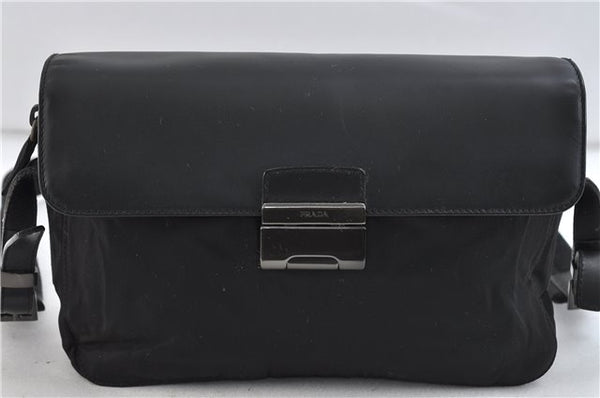 Authentic PRADA Tessuto Vitel Nylon Leather Shoulder Cross Bag B7464 Black 0249D