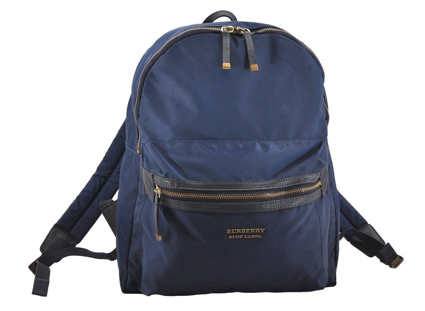 Authentic BURBERRY BLUE LABEL Vintage Backpack Nylon Leather Navy Blue 0249I