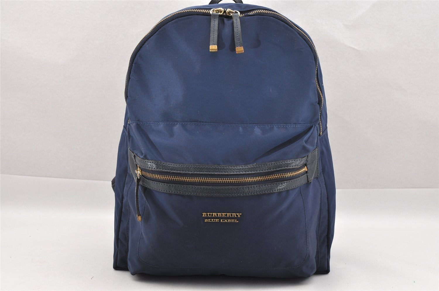 Authentic BURBERRY BLUE LABEL Vintage Backpack Nylon Leather Navy Blue 0249I