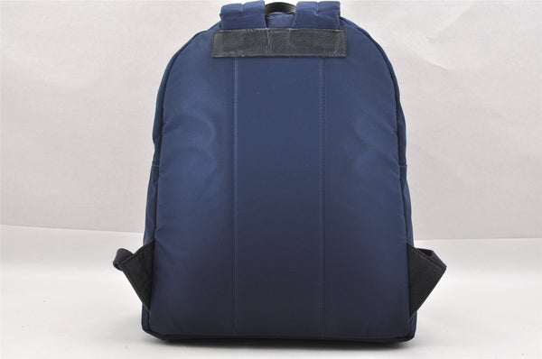 Authentic BURBERRY BLUE LABEL Vintage Backpack Nylon Leather Navy Blue 0249I