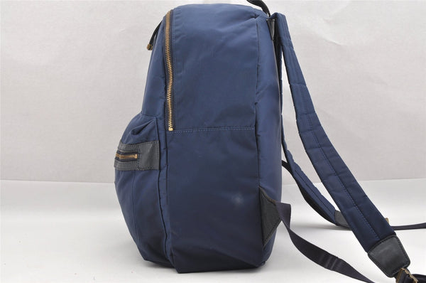 Authentic BURBERRY BLUE LABEL Vintage Backpack Nylon Leather Navy Blue 0249I