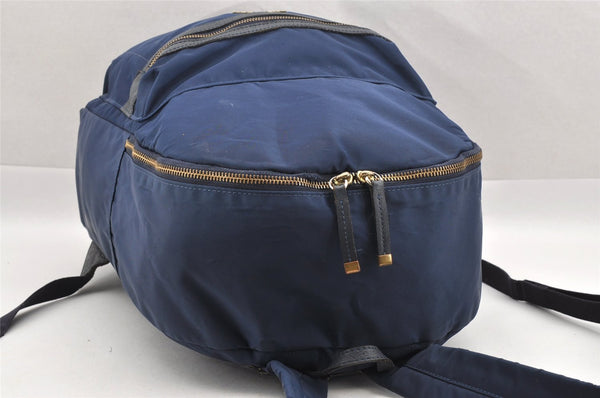 Authentic BURBERRY BLUE LABEL Vintage Backpack Nylon Leather Navy Blue 0249I