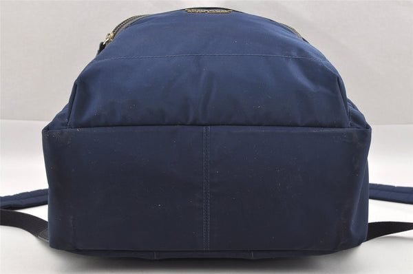 Authentic BURBERRY BLUE LABEL Vintage Backpack Nylon Leather Navy Blue 0249I