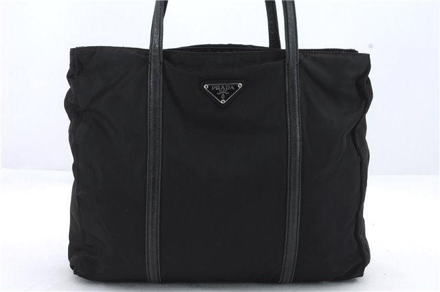 Authentic PRADA Nylon Leather Shoulder Tote Bag Black 0250D