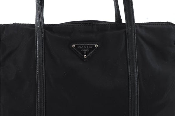 Authentic PRADA Nylon Leather Shoulder Tote Bag Black 0250D