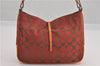 Authentic COACH Signature Shoulder Hand Bag Purse Canvas Leather Red Brown 0250G