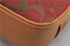 Authentic COACH Signature Shoulder Hand Bag Purse Canvas Leather Red Brown 0250G