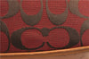 Authentic COACH Signature Shoulder Hand Bag Purse Canvas Leather Red Brown 0250G