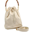 Authentic GUCCI Bamboo 2Way Shoulder Drawstring Bag Leather White Junk 0250I
