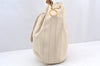 Authentic GUCCI Bamboo 2Way Shoulder Drawstring Bag Leather White Junk 0250I