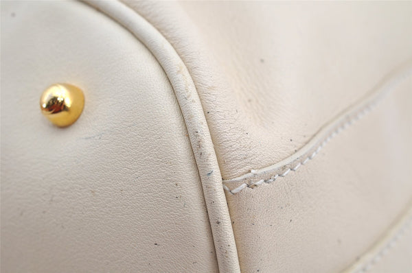 Authentic GUCCI Bamboo 2Way Shoulder Drawstring Bag Leather White Junk 0250I