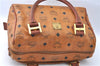 Authentic MCM Visetos Leather Vintage Shoulder Hand Boston Bag Brown 0253E