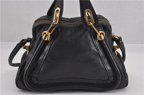 Authentic Chloe Paraty Medium 2Way Shoulder Hand Bag Purse Leather Black 0257G