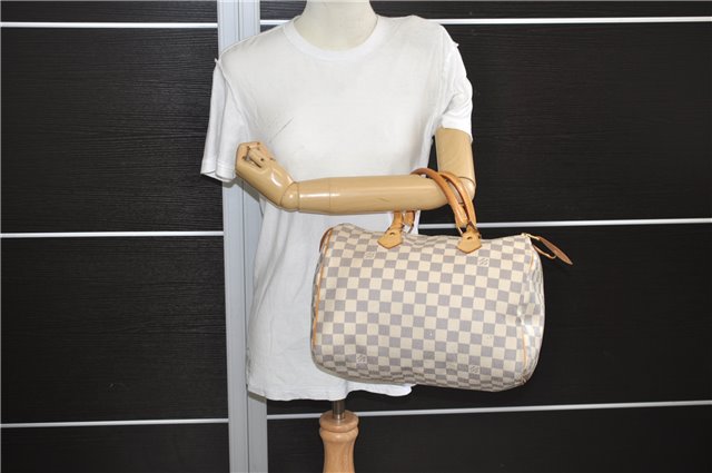 Authentic Louis Vuitton Damier Azur Speedy30 Hand Boston Bag N41533 LV 0258F