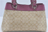 Authentic COACH Signature Shoulder Tote Bag PVC Leather F15707 Beige Pink 0259E