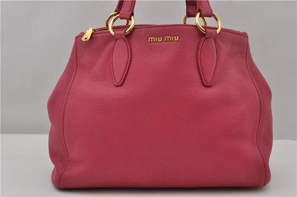 Authentic MIU MIU Vintage Leather 2Way Shoulder Hand Tote Bag Pink 0260G