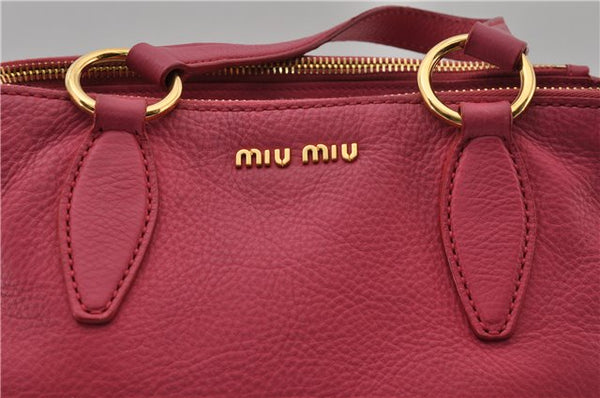 Authentic MIU MIU Vintage Leather 2Way Shoulder Hand Tote Bag Pink 0260G