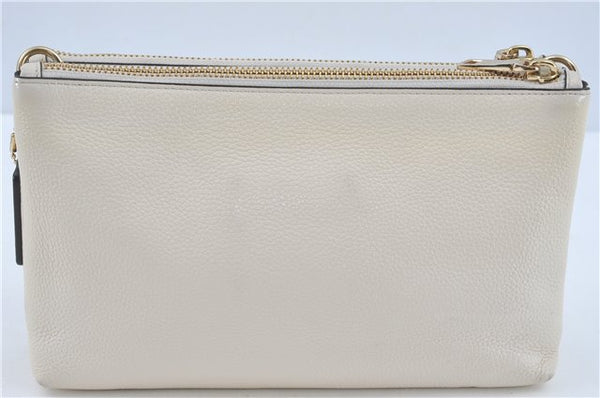 Auth COACH 2Way Shoulder Cross Body Clutch Bag Purse Leather F38273 White 0262E