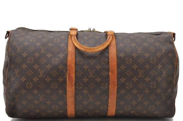 Auth Louis Vuitton Monogram Keepall Bandouliere 55 Boston Bag M41414 LV 0263D