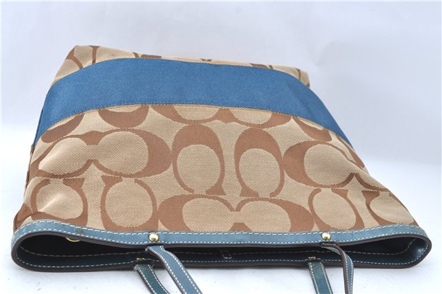 Authentic COACH Signature Shoulder Tote Bag Canvas Leather 10124 Brown 0263E