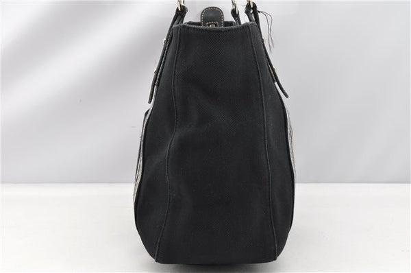 Authentic BURBERRY BLUE LABEL Shoulder Tote Bag Canvas Leather Black 0264G