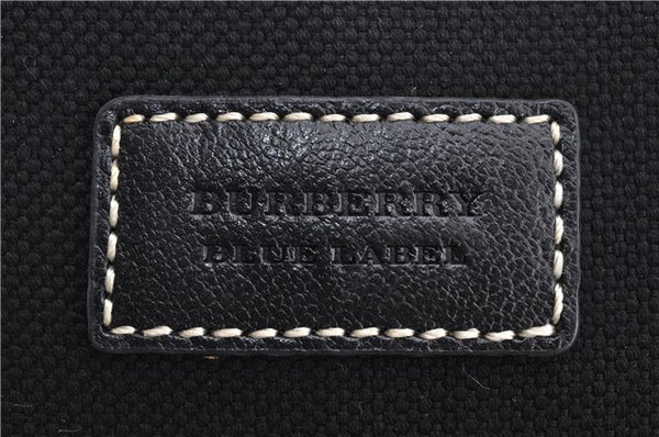 Authentic BURBERRY BLUE LABEL Shoulder Tote Bag Canvas Leather Black 0264G
