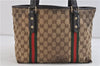 Auth GUCCI Web Sherry Line Shoulder Tote Bag Canvas Leather 137396 Brown 0266D