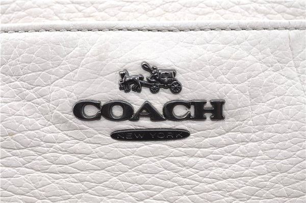 Authentic COACH Shoulder Tote Bag Purse Leather White 0266E