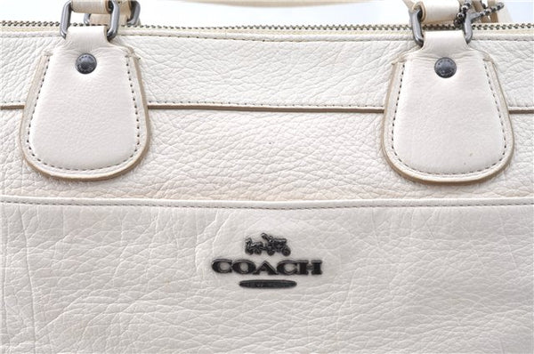 Authentic COACH Shoulder Tote Bag Purse Leather White 0266E