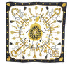 Authentic HERMES Carre 90 Scarf ""LES CLES"" Silk Black 0267G