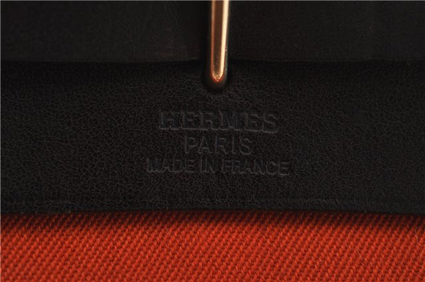 Auth HERMES Her Bag TPM 2 In 1 2Way Shoulder Bag Canvas Leather Orange 0270F