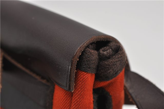 Auth HERMES Her Bag TPM 2 In 1 2Way Shoulder Bag Canvas Leather Orange 0270F